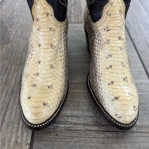 J. Chisholm Snakeskin Cowboy Boots, snake skin and Brown Leather Shaft size 7 - Picture 2 of 13